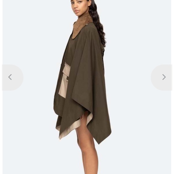 Sea New York Army Green and Cream Poncho Cape - Picture 3 of 9